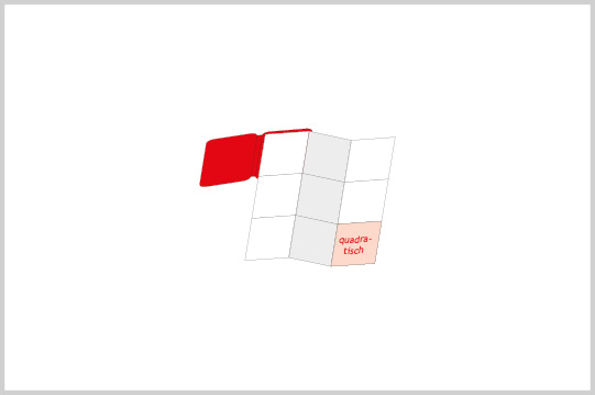 Mini-FOLDER mit Umschlag Standard, quadratisch, 3x3 Falzfelder, 90 g/m² Vorderseite