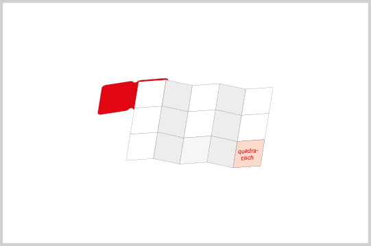 Mini-FOLDER mit Umschlag Standard, quadratisch, 5x3 Falzfelder, 90 g/m² Vorderseite