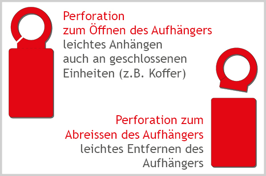 Mini-FOLDER, US mit Anhänger, Gr. S, 7x3, 80 g/m² zwei Perforationen zum Öffnen oder Abtrennen